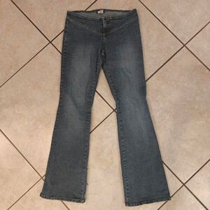 Onion Low Rise Bootcut Jeans Y2K Distressed Hem Size 9